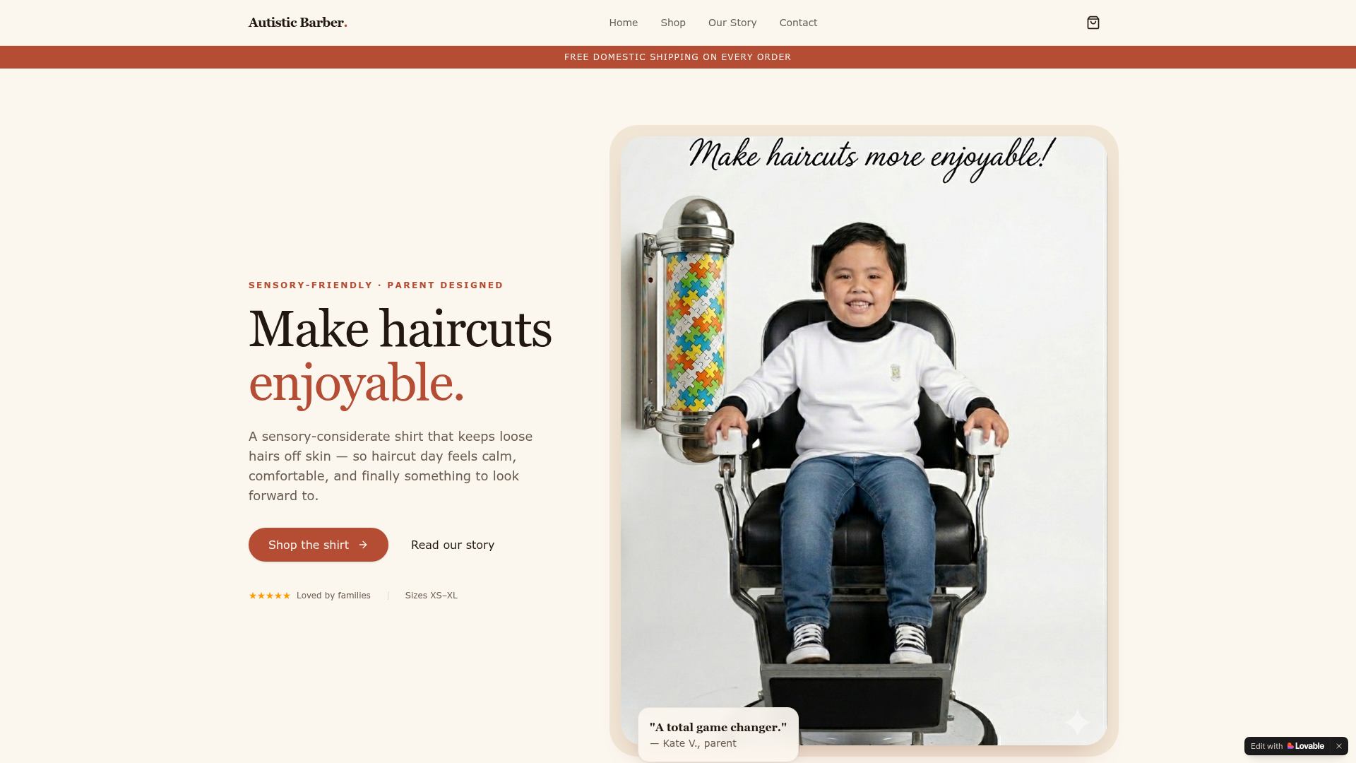 Autistic Barber website preview